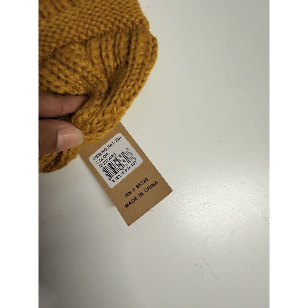 C.C Beanie Cap New Mustard HAT -20A Soft Stretch Cable Knit Skully Stocking Hat - Picture 3 of 3